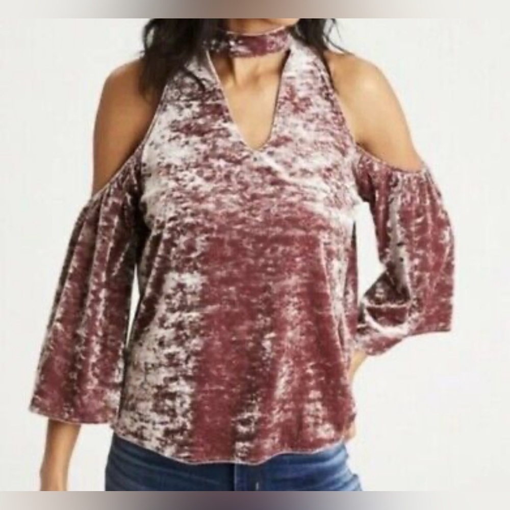 American Eagle Outfitters Velvet Off The Shoulder Cutout Top